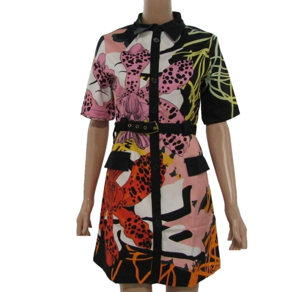 NEW DESIGUAL Womens Almeria Lacroix Short Shirt Dress Size M Multicolor Floral